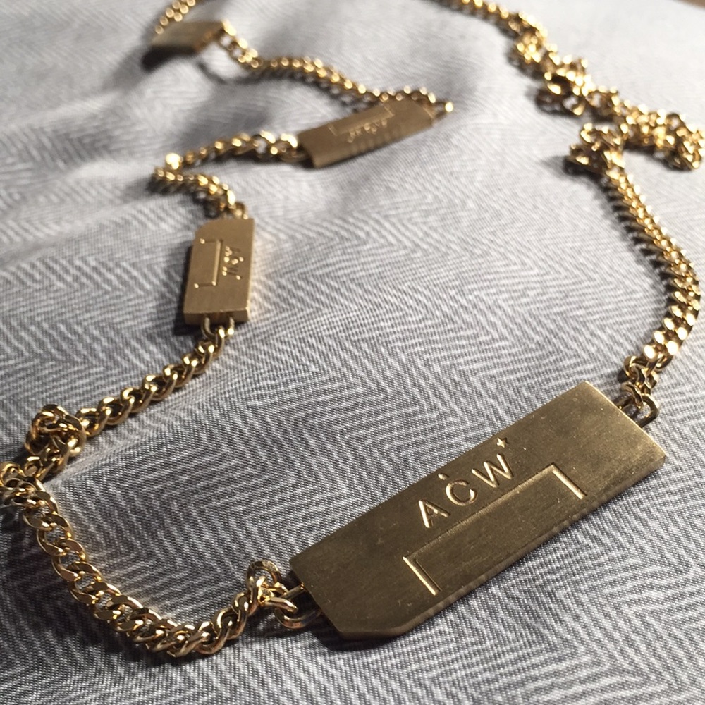 A Cold Wall ACW Gold Logo Tab Chain Necklace
